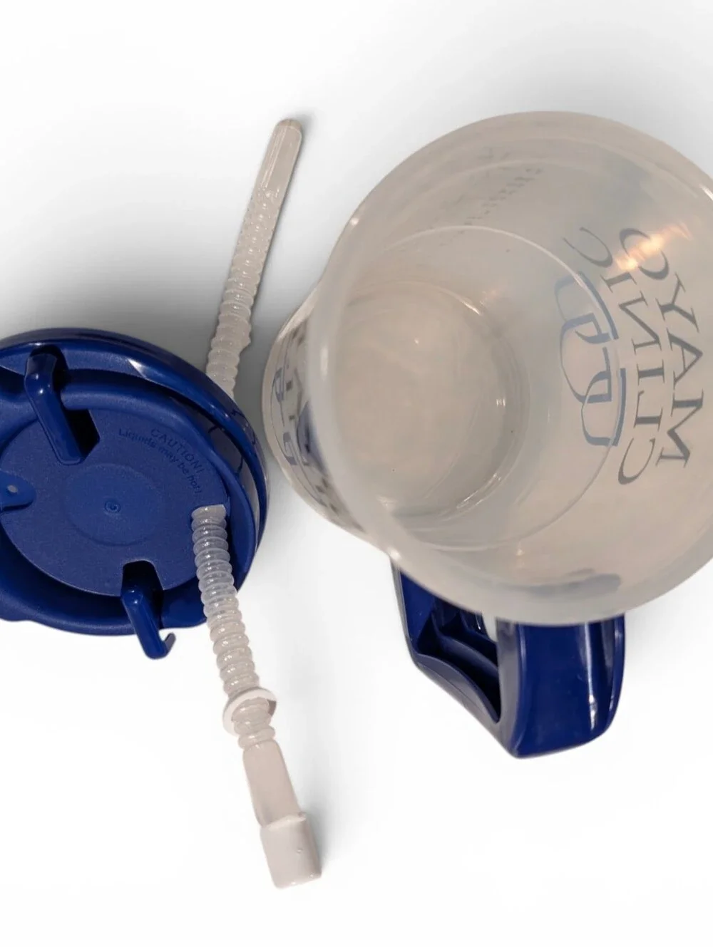 MAYO CLINIC Travel Water Cup Blue Lid Straw Mug 18oz New
